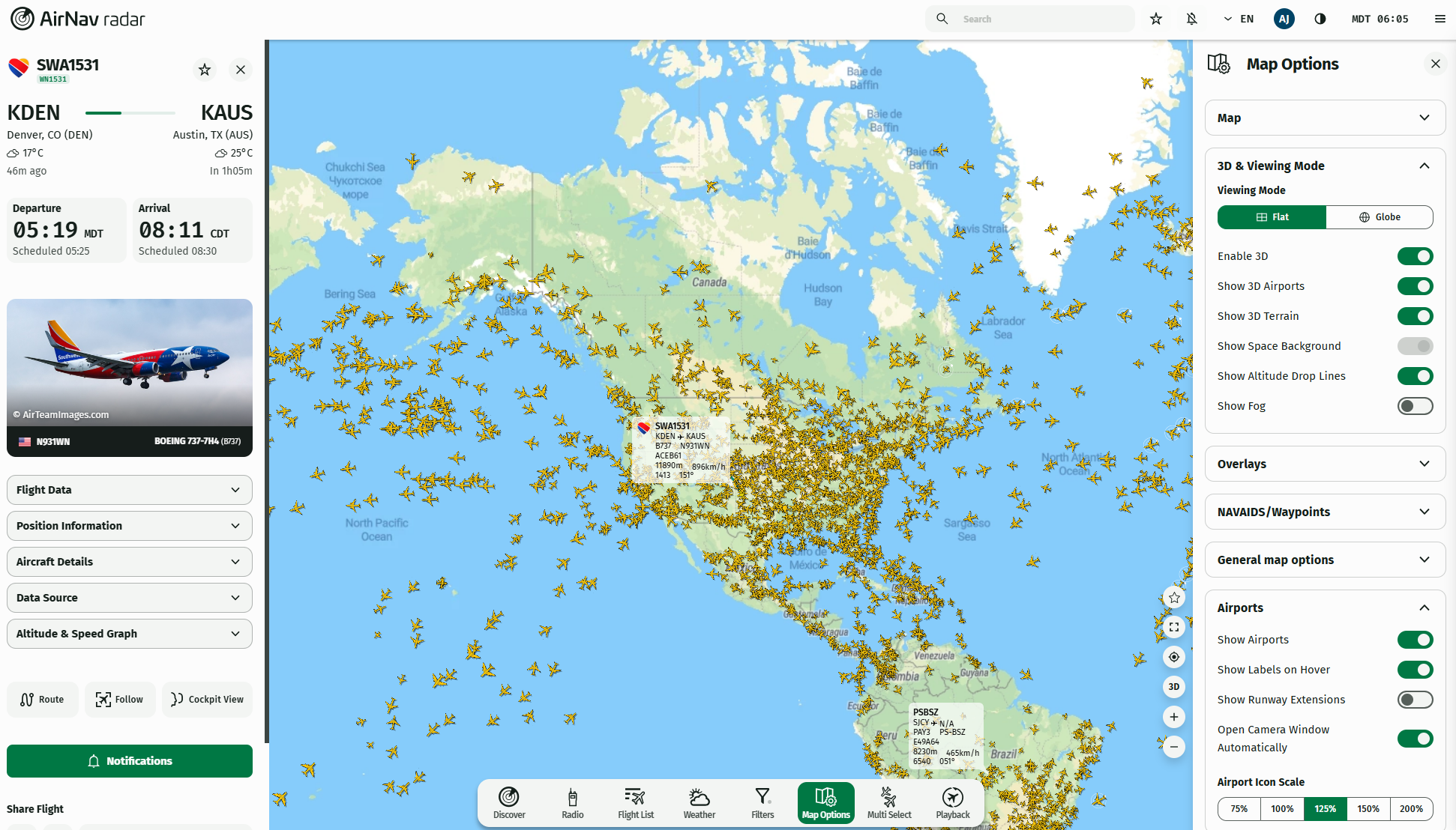 AirNav Radar Tracking Dashboard interface.