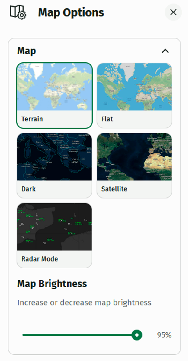 AirportWatch filters interface.