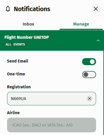 AirportWatch notifications and alerts interface.