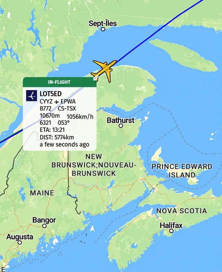FlightWatch map showing real-time aircraft status.