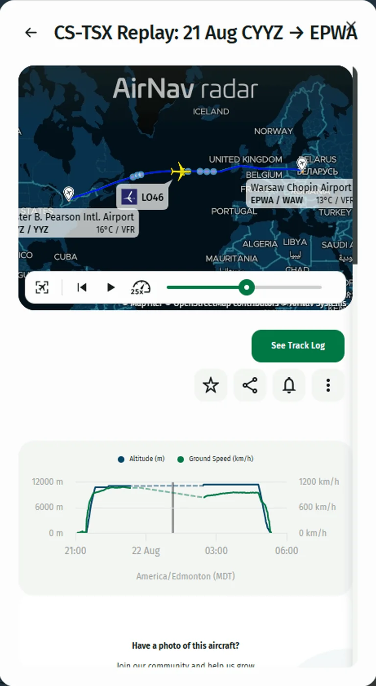 FlightWatch historical flight playback interface.